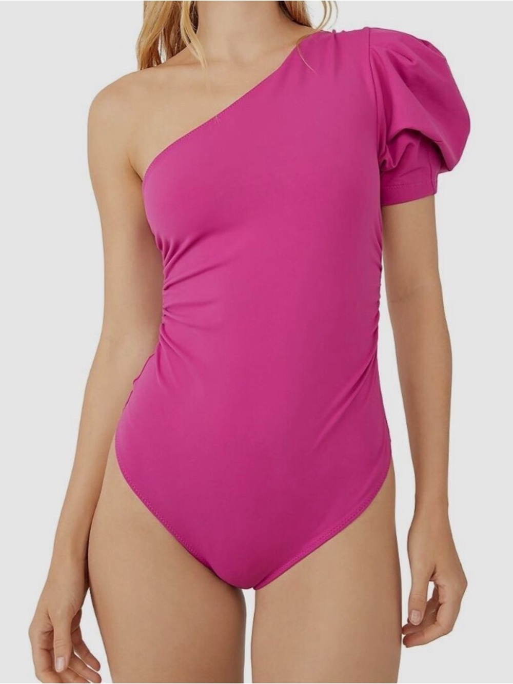 Free People Women's Pink Somethin Bout You One-Shoulder Bodysuit